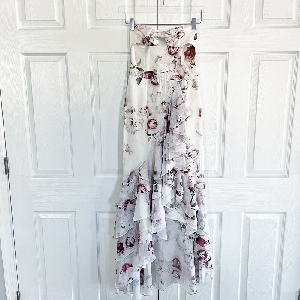 We Are Kindred Floral Strapless Ruffle Maxi Dress Romantic Coquette Ethereal